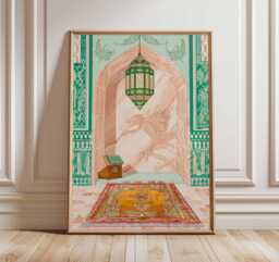 Islamic Prayer Room Poster, Muslim Gift Wall Art, Architecture Print, Middle Eastern Decor, Mosque Art Prints - thumbnail 1
