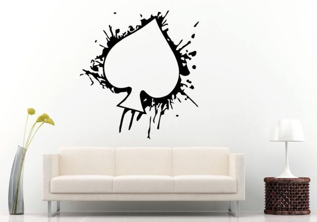 Unique Abstract White Spades Playing Card Splash Wall Decal Vinyl Sticker Mural Room Decor L756 - image 1