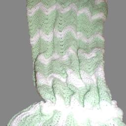 Crochet Mermaid Tail Afghan, Mint Chevron Blanket, Adult, Child, Toddler - thumbnail 2