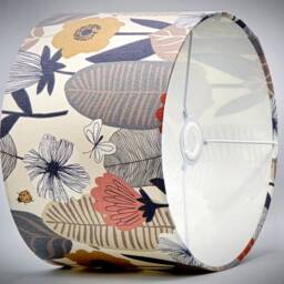 Floral Leaf Grey Lampshade, Table Floor Lamp/Ceiling Pendant Small Medium Large, 15cm 20cm 25cm 30cm 35cm 40cm, UK Fabric Drum Light Shade - thumbnail 3