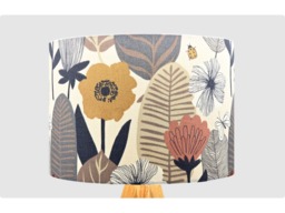 Floral Leaf Grey Lampshade, Table Floor Lamp/Ceiling Pendant Small Medium Large, 15cm 20cm 25cm 30cm 35cm 40cm, UK Fabric Drum Light Shade