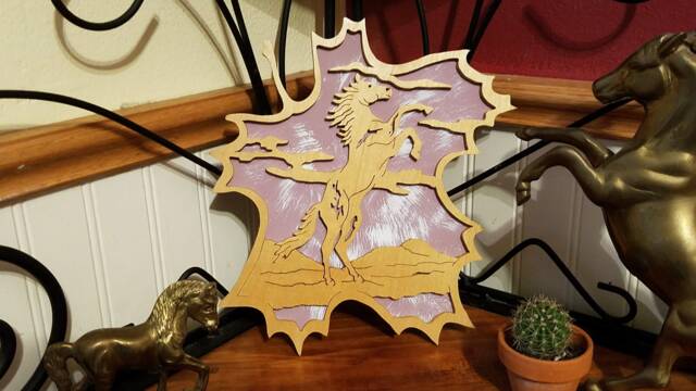 Wood Scroll Saw Horse Wall Hanging Leaf - image 1