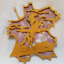 Wood Scroll Saw Horse Wall Hanging Leaf - thumbnail 2