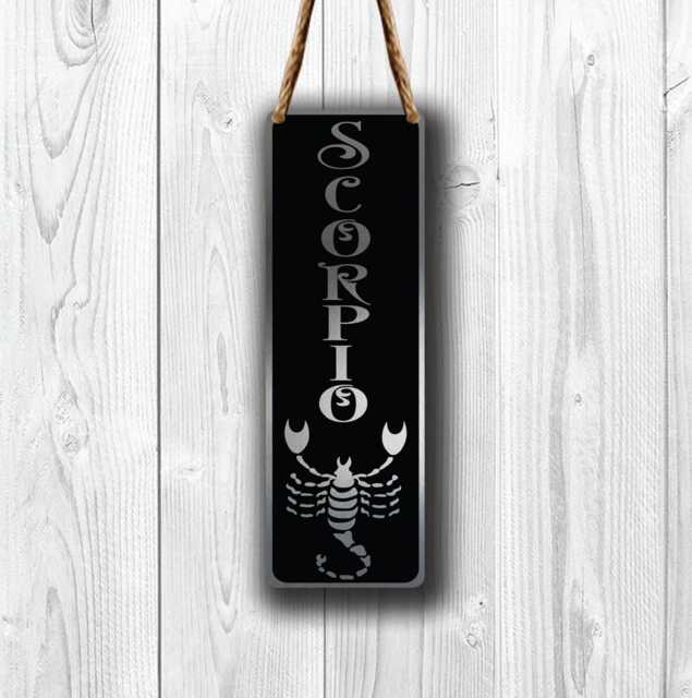 Scorpio Zodiac Sign Wall Art Brushed Silver Hanging Plaque - image 1
