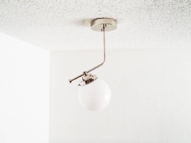 Nickel Flush Mount - Offset Ceiling Light Modern Lighting Bathroom Bedroom Globe Orb Shade Dining Room Hallway Ul Listed - image 1