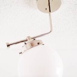 Nickel Flush Mount - Offset Ceiling Light Modern Lighting Bathroom Bedroom Globe Orb Shade Dining Room Hallway Ul Listed - thumbnail 3