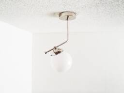 Nickel Flush Mount - Offset Ceiling Light Modern Lighting Bathroom Bedroom Globe Orb Shade Dining Room Hallway Ul Listed