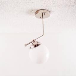 Nickel Flush Mount - Offset Ceiling Light Modern Lighting Bathroom Bedroom Globe Orb Shade Dining Room Hallway Ul Listed - thumbnail 2