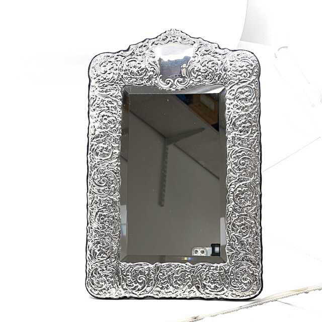 Classic Mirror Victorian Style 925 Sterling Silver English Hallmarks With Blue Velvet Back By Jewelaridesigns - image 1