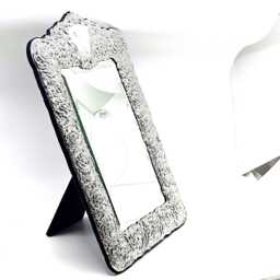 Classic Mirror Victorian Style 925 Sterling Silver English Hallmarks With Blue Velvet Back By Jewelaridesigns - thumbnail 3