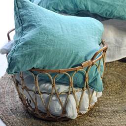 Linen Pillowcase Set Blue Turquoise Envelope Pillow Covers - thumbnail 2