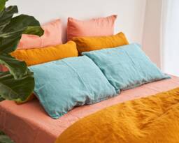 Linen Pillowcase Set Blue Turquoise Envelope Pillow Covers
