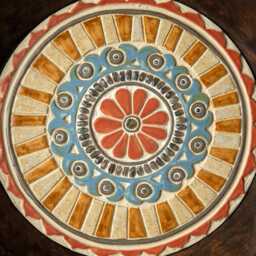 Boho Wall Art, Hand Carved Dough Bowl With Handmade Ceramic & Mosaic Tile, Made To Order, Deep Framed - Suzani - thumbnail 3