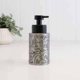Abstract Art Stainless Steel Soap Dispenser - Refillable 250 Ml Metal Pump Bottle Modern Line Decor Black Eco Friendly Bathroom