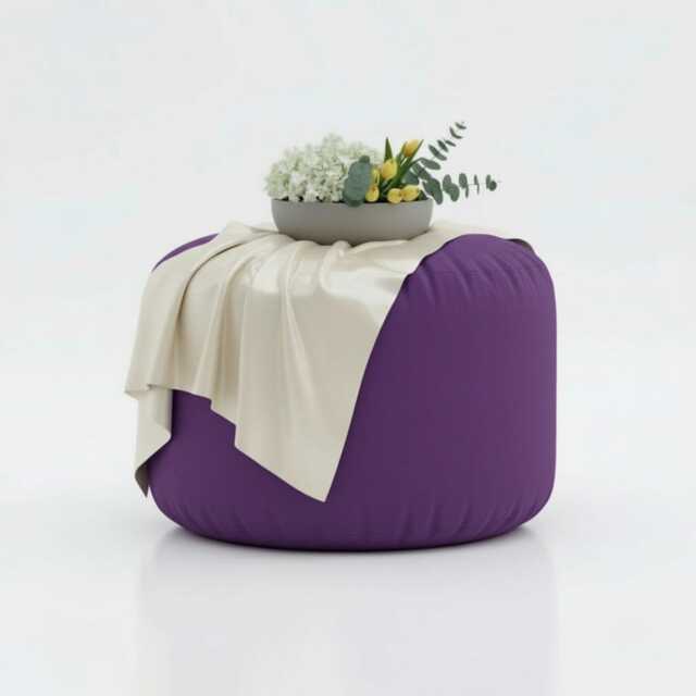 Pouffe Footstools Purple Bean Bag Ottoman Style Round Polyester Footstool Pouf - Water Resistant - image 1