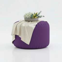 Pouffe Footstools Purple Bean Bag Ottoman Style Round Polyester Footstool Pouf - Water Resistant - thumbnail 1
