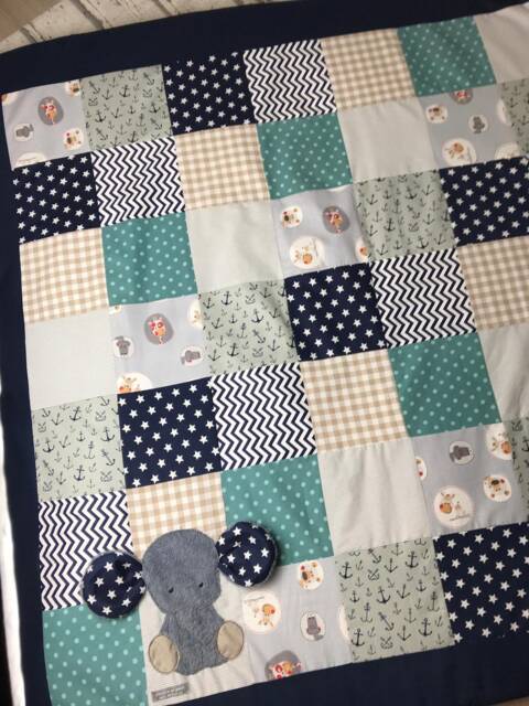 Baby Blanket/Crawling Blanket Patchwork Elephant Krd3080 - image 1