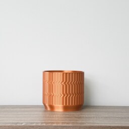 "Mabel Planter With Drainage & Saucer in Copper, Boho 3D-Printed Plant Pot, Small To Large Sizes 4"" 5"" 6"" 7"" 8" - thumbnail 2