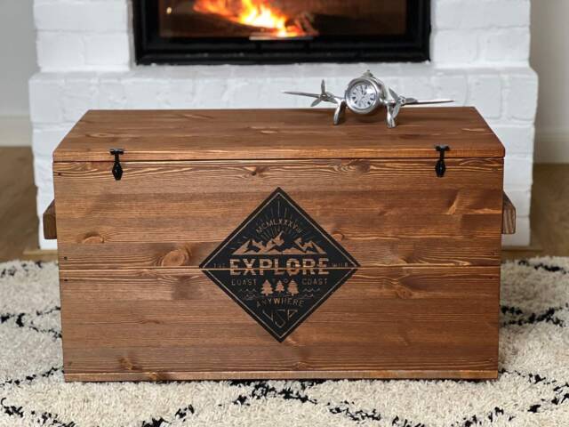 Coffee Table Chest Wooden Box Vintage Shabby Chic - image 1