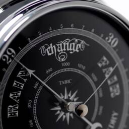 Tabic Prestige Traditional Barometer in Chrome With A Jet Black Dial, Heavy Brass Case - 1/2Kg , Handmade in England - thumbnail 3