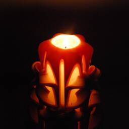 Carved Candle - Purple & Yellow Double Bow Cut Curl - thumbnail 4