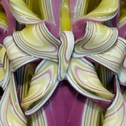 Carved Candle - Purple & Yellow Double Bow Cut Curl - thumbnail 2