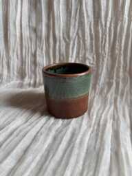 Earth Ceramic Planter, Handmade Glazed Beaker, Green Plant Pot, 200Ml Blue Vessel, Unique British Gift, Handcrafted Pots