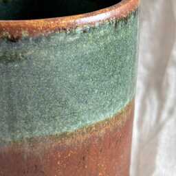 Earth Ceramic Planter, Handmade Glazed Beaker, Green Plant Pot, 200Ml Blue Vessel, Unique British Gift, Handcrafted Pots - thumbnail 3