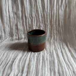 Earth Ceramic Planter, Handmade Glazed Beaker, Green Plant Pot, 200Ml Blue Vessel, Unique British Gift, Handcrafted Pots - thumbnail 4
