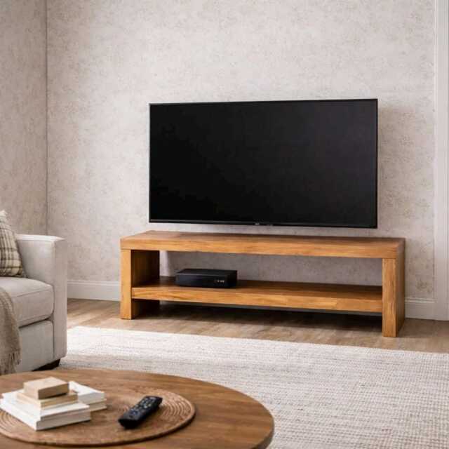 Hill Side Tv Stand Rustic Shabby Chic Hand Crafted Furniture Solid Wood Pine - image 1
