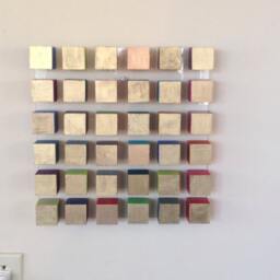 Gold Geometric Wood Colorful Mosaic Art Wall Sculpture - thumbnail 3