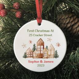 First Christmas At Bauble, Personalised New Home Ornament, House Bauble Gift, Couple Ornament Moving House Gift - thumbnail 2