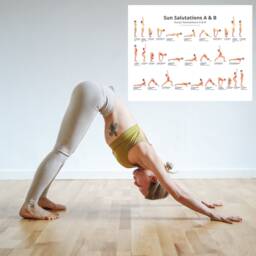 Sun Salutations A & B Yoga Poses Poster, Sanskrit English - thumbnail 1