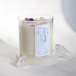 Iridescent Libra Zodiac Candle With Crystals Egyptian Amber Scent - thumbnail 2