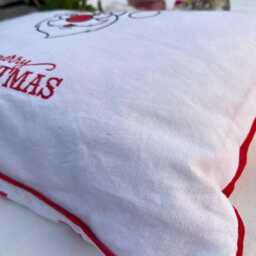 Handmade Santa Pillow Cover Block Printed Christmas Decor - thumbnail 3