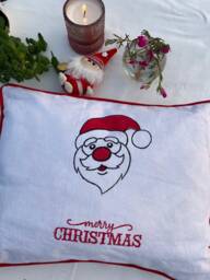Handmade Santa Pillow Cover Block Printed Christmas Decor
