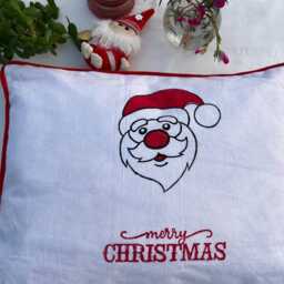 Handmade Santa Pillow Cover Block Printed Christmas Decor - thumbnail 2