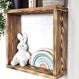 Rustic Wooden Cube Shelves Handmade Floating Wall Shelves, Set Of 3 - thumbnail 3