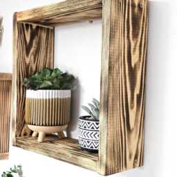 Rustic Wooden Cube Shelves Handmade Floating Wall Shelves, Set Of 3 - thumbnail 2
