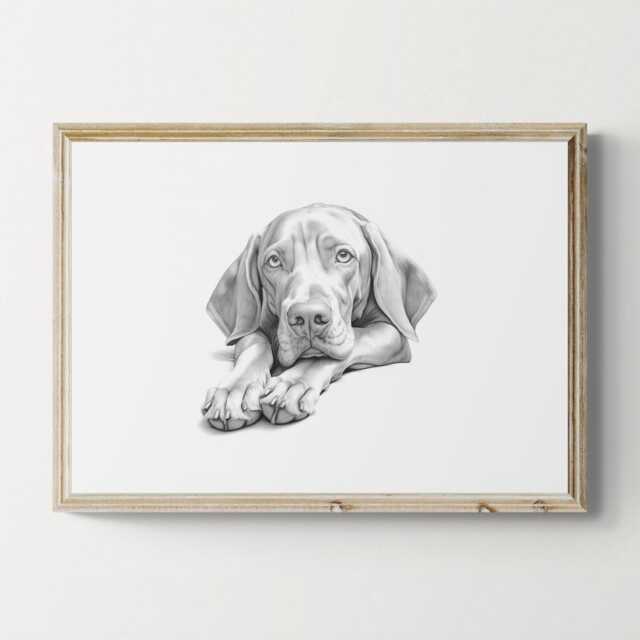 Vizsla Print, Cute Dog Vintage Sketch, Farmhouse Decor, Gifts - image 1