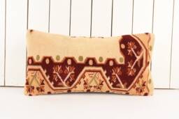 Kilim Lumbar Pillow Cover Vintage Turkish Home Decor - 12x24 Inch - thumbnail 1
