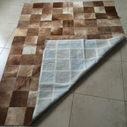 Cowhide Patchwork Rug. Camel Caramel Amazing Design 6Ft X 8Ft Squares 8 - thumbnail 3