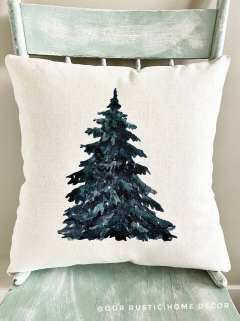 Linen Christmas Tree Pillow Cover Farmhouse Winter Decor - image 1