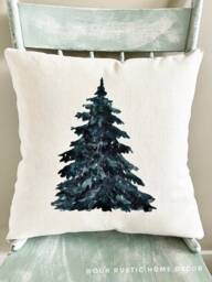 Linen Christmas Tree Pillow Cover Farmhouse Winter Decor - thumbnail 1