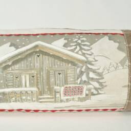 Mountain Chalet Pillow Nordic Winter Cabin, Taupe Plaid Cushion - 27x9 - thumbnail 4