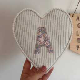 Personalised Letter Liberty London Fabric Heart Wall/Shelf Decor - thumbnail 3