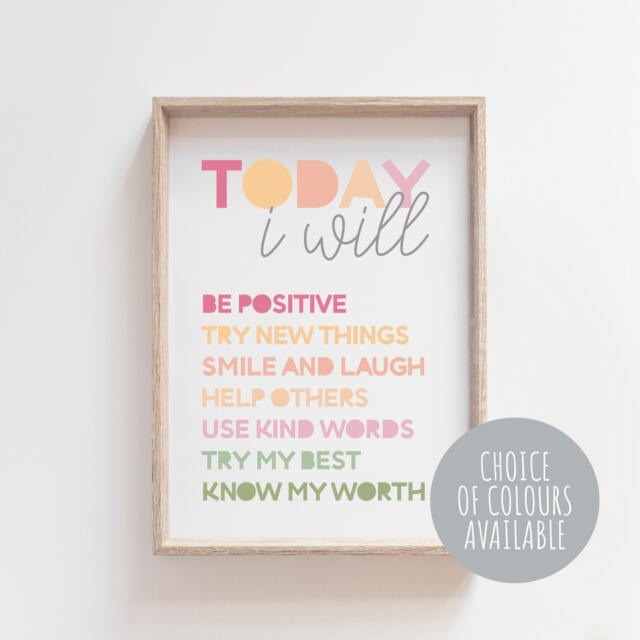 Girls Affirmation Print, Classroom Wall Art, Pastel Colours, Bedroom Prints, Decor, Playroom Prints - image 1