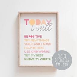 Girls Affirmation Print, Classroom Wall Art, Pastel Colours, Bedroom Prints, Decor, Playroom Prints - thumbnail 1