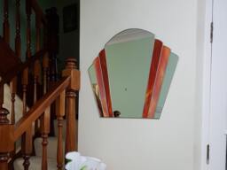 Art Deco Fan Mirror-1930S Vintage Style-Orange Stained Glass