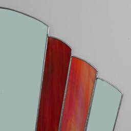 Art Deco Fan Mirror-1930S Vintage Style-Orange Stained Glass - thumbnail 3